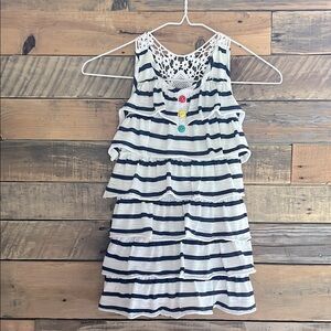 Striped Ruffle girls dress pink elephant